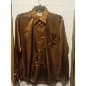 TWIST PLATINUM LONG SLEEVE BUTTON DOWN  DRESS MEN'S SHIRT - Size L  16-16 1/2